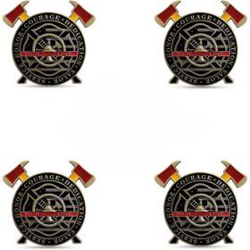 4pc U.S. Firefighter Axe Challenge Coin St Florian Cross The Thin Red Line Coin (Option: Default)