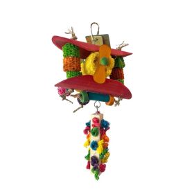 Parakeet Toys,Adventure Series Rainbow Airplane Preening Block Handmade Bird Toy Parrot Toy Set (Option: Default)