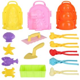 15Pcs Winter Snowball Tool Kit Kids Snow Molds Outdoor Snow Beach Toys for Kids Toddlers Adults Snowman Snowflake Duck Dinosaur (Option: Snowball Maker Tool)