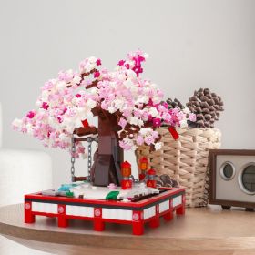 Cherry Blossom Bonsai Tree Building Blocks Set Flower Tree Bricks Building Kit STEM Construction Toys With Chain Rotating Swing Figurines (Option: Default)