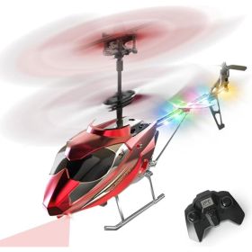 2.4GHz RC Helicopter With LED Lights, Fixed-Height Flight And One-Key Takeoff For Kids And Adults (Option: Red)