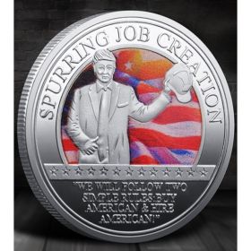 (4 Pieces) Trump Spurring Job Creation Make America Great Again Silver Plated Challenge Coin (Option: Default)