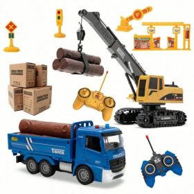 Kids 2 In 1 RC Crane Truck. An Educational Construction Toy With Flashing Lights, Logs, And DIY Accessories. A Fun And Interactive Christmas Pres (Option: 689 838A)