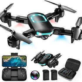 Foldable 1080P Camera Drone With Altitude Hold, Waypoint Flight, Circle Mode, 3D Flips, One-Key Start And 2 Batteries (Option: Obsidian)