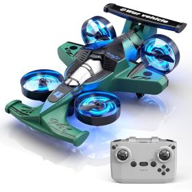 2-in-1 Foam RC Airplane And Racing Car Toy, Mini Remote Control Jet For Kids And Beginners (Option: Green)