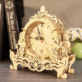 3D Wooden Puzzle Clock Model Kits Building Kits Desktop Clock DIY Architectural Building Blocks Creative Gift Home Decor for Family (Option: Default Title)