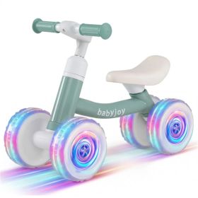 4 Wheel Kids Balance Bike with Light Up Wheels, 3 Level Adjustable Height Toddler Push Bike , No Pedal Gliding Bike with Safety Steering Limit - (Option: Default Title)