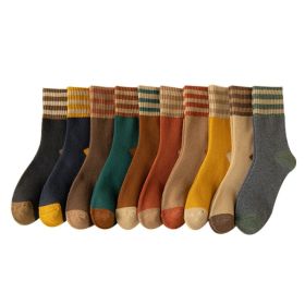 Thick And Warm Women's Socks - Striped Winter Socks With Polar Lining, Vintage Style And Bright Colors For Cold Weather, Oversized (Option: Default)
