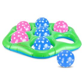 1Pc  Inflatable Tic-Tac-Toe Pool Game Set With 7 Balls Summer Water Toy Portable Inflatable Game For Pool Beach (Option: Blue  Green Board)