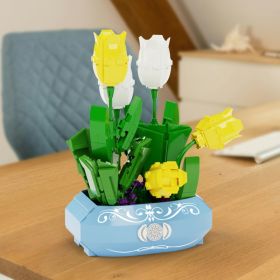 Flower Bouquet Building Blocks Set Beautiful Colorful Flower Potted Plant Construction Blocks Ornament (Option: Default)