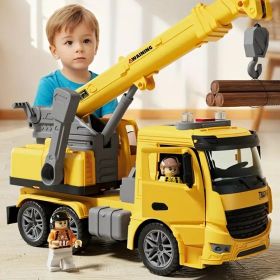 Children's Small Yellow Crane Toy With Light And Sound Perfect Children's Construction Toy Car Children's Holiday Gift Birthday Gift (Color: Yellow)