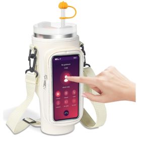 Carry Bag For 40Oz Tumbler Cup Travel Tumbler Cup Bottle Sleeve With Touch Screen Phone Pouch & Removable Shoulder Strap Stylish (Option: Default)