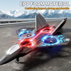 Foam RC Fighter Jet Airplane With LED Lights Flip Stunts And Gravity Sensing For Kids (Option: Blue)