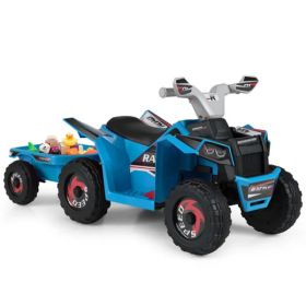 2 In 1 Kids Ride On ATV With Removable Trailer, 6V Electric Quad For Toddlers Ages 3+ Navy (Option: defaulttitle)