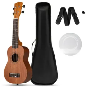 21 Solid Mahogany Ukulele With 15-1 Professional Tuners, Complete Starter Kit For Beginners (Option: defaulttitle)