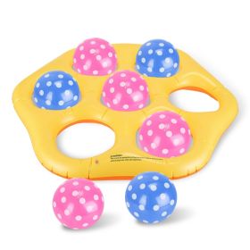 1Pc  Inflatable Tic-Tac-Toe Pool Game Set With 7 Balls Summer Water Toy Portable Inflatable Game For Pool Beach (Option: Orange  Yellow Board)