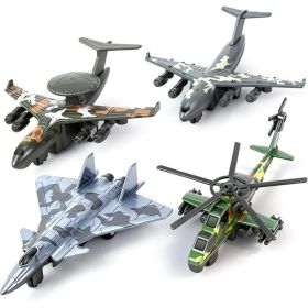 4-Pack Die-Cast Alloy Military Airplane Model Toys (Option: MULTICOOR)
