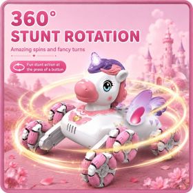 8-Wheel Remote Control Stunt Car Toy With Mecanum Wheels, 360 Rotation, Omnidirectional Movement, Adjustable Swing Arms, Light & Music, USB Recha (Option: Pink)