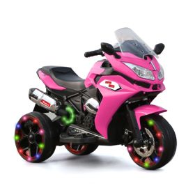 12V Kids Electric Motorcycle ,ride On Motorcycle,Three Lighting Wheels Kids Electric Toys Boys Girls Motorcycle, Children Battery Motor Bikes Rec (Color: Pink)