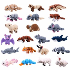 21PCS 3D Printed Mini Animal Figurine Set, Articulated Mixed Animal Figures, Flexible Miniature Desk & Shelf Decorations (Option: 21PCS-PLA-Mixed Colors)