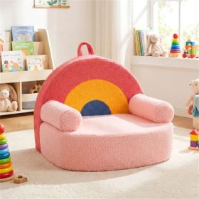 Red Kids Sofa, Soft Teddy Fleece Foam Couch With Carry Handle & Removable Machine-Washable Cover (Option: defaulttitle)