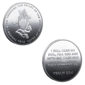 4PCS Bible Commemorative Coin Silver Plated Psalm Faith Religious Souvenir Creative Gift (Option: Default)