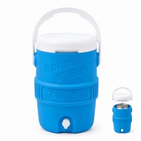 Portable Barrel Beverage Dispenser With Handle And Spout, Compact Drink Container For 12 Oz Cans And Bottles, Blue (Option: Blue-Plastic)