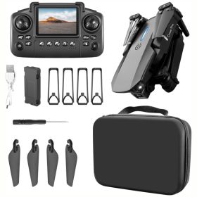 E88 Foldable RC Drone With Built-In Screen Controller, 720P HD Dual Cameras, WiFi FPV And 1 Extra Battery, Black (Option: Black)