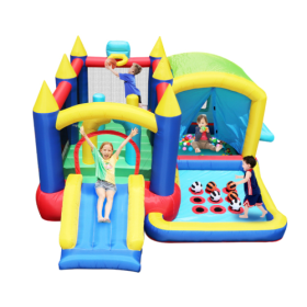 7-in-1 Inflatable Bounce House, Bouncy House With Ball Pit For Kids Indoor And Outdoor Party Family Fun, Obstacles, Toddler Jump Bounce Castle Wi (Option: Colored)