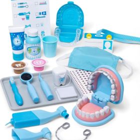 25 Piece Dentist Kit With Oversized Teeth, Large Tools Accessories, Kids Toys For Girls  Boys (Option: Blue)