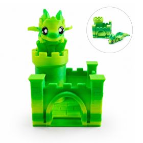 3D Printed Dragon & Castle Set, Articulated Mini Dragon With Castle, Desk Decor, Car Decor, Gift Idea (Option: Green-Dragon  Castle Set-PLA)