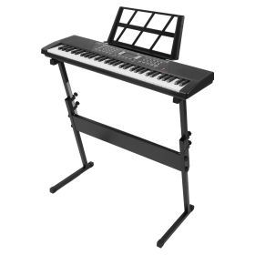 3 Types Options -- 1Pc 61 Keys Digital Music Keyboard Electric Piano Electronic Musical Instrument Kids Learning Keyboard With Microphone Stand F (Option: BlackWStand)