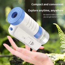 Children's Handheld Microscope Optical HD Portable Microscope, Microscope With LED Light, Biological Education Science Experiment Toy Gift - Blue (Option: defaulttitle)