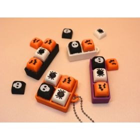 Halloween Mechanical Keyboard Fidget Keychain, 3D Printed Clicker Keycap Keychain With Skull Spider Bat Design, Portable Stress Relief Bag Pendan (Option: PLA-3Key)