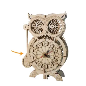 3D Wooden Puzzle Owl Clock Model Kits To Build Wooden Construction Handmade Craft Unique Christmas Gift (Option: defaulttitle)