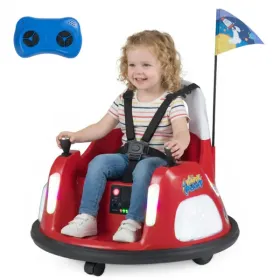 Red 5-Point Seat Belt Kids Bumper Car With Flashing Lights & Music, Safe 0.7-1.2 MPH Ride-On Toy For Boys & Girls (Option: defaulttitle)