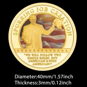 (4 Pieces)Trump Spurring Job Creation Make America Great Again Gold Plated Challenge Coin (Option: Default)