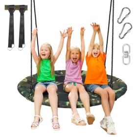 Heavy-Duty Steel Round Tree Swing, 600D Oxford+PP Cloth, 330LBS Load Adjustable Height for Backyard Park (Option: Default Title)