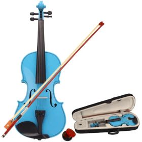 4/4 Acoustic Violin Case Bow Rosin Sky Blue (Option: As picture)