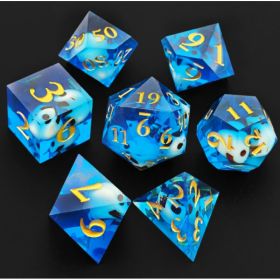 Resin Dice Dragon Eye Dice Skull Blue Sharp Edged Dice Set With Gift Box, Dungeons Polyhedral D And D Dice Set Compatible With D&D (Option: Default)