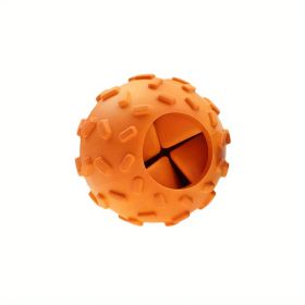 (orange-yellow)Leakage Ball Puzzle Throwing Dog Bite Toy Ball Grinding Teeth Cleaning Rubber Dog Toy (Option: Default)