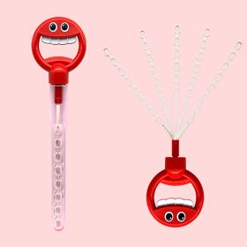 Cute Smiling Face Retractable Children's Bubble Stick (Color: Red)