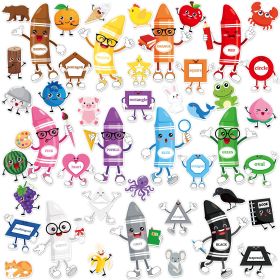 50 Pcs Color Bulletin Board Classroom Decorations,Crayon Shapes Fruit Animal Cutouts Color Posters For Toddler Kids Learning Nursery Preschool Cl (Option: W13732675)
