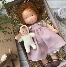 Handmade Plush Doll Golden Curly Girl Finished Product (Option: O)