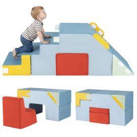 3 In 1 Toddler Soft Foam Climber With Slide, Convertible Velvet Play Set With Table & Chair, Washable Climbing Blocks (Option: defaulttitle)