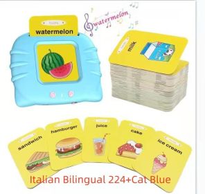 Children's Enlightening Early Education Smart Pure English Card (Option: Italian Bilingual Blue-1PC)