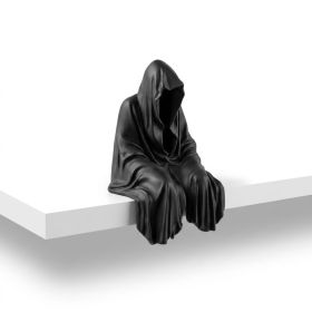 Black Hooded Shelf Sitter Figurine, Gothic Desktop Decor, Faceless Cloak Ornament For Shelf Edge, Table And Home Decoration (Option: PLA-Black)
