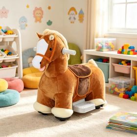 6V Battery Powered Kids Ride On Pony Electric Ride On Horse, with Bear Toy, Music, for 1.5-5 Years Old (Option: Default Title)