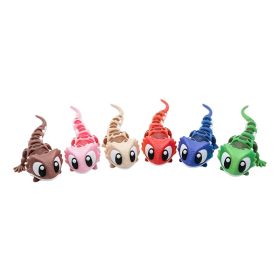 6PCS 3D Printed Bearded Dragon Figurine Set, Articulated Mini Lizard Ornaments, Flexible Reptile Desk Decor (Option: PLA-6PCS-Mixed Colors)