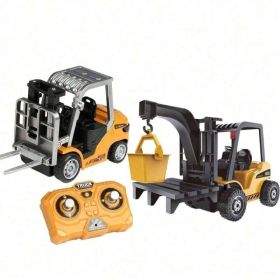 Interactive Remote Control Construction Fleet. All In One Playset With Excavator, Dump Truck, Crane & Forklift, Equipped With Realistic Lights, A (Option: 555 99   689 905A)